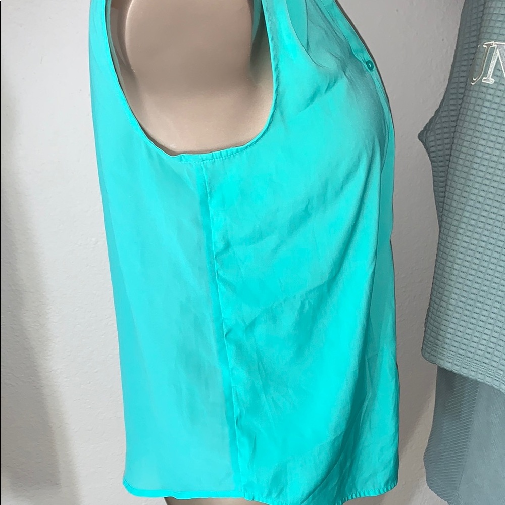 American Eagle Outfitters Sleeveless Turquoise Button-Up Top Small - Picture 3 of 6